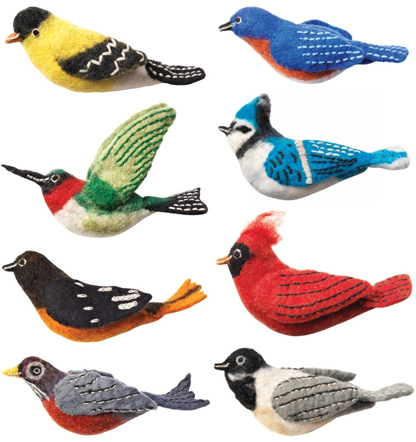 Wild Woolies Bird Ornament Collection I Set of 8